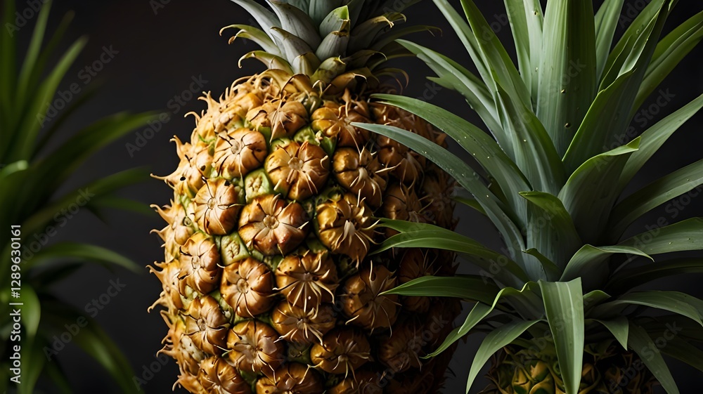 Obraz premium Whole pineapple with textured golden skin