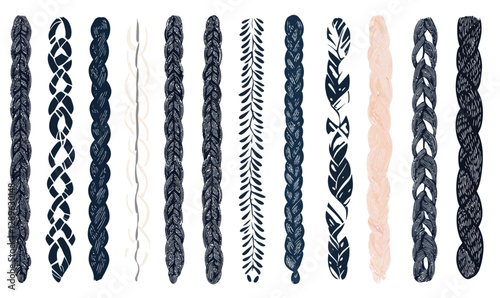 Minimalist Braided Pattern Design with Rope and Plait Elements for Seamless Borders