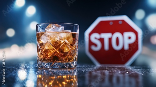Drink Responsibly: Whiskey Glass and Stop Sign.