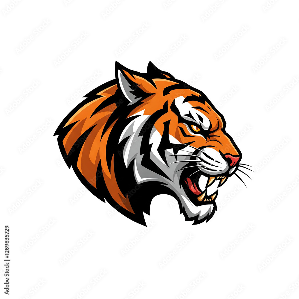 Fototapeta premium Variety of Angry Tiger Mascot Logo Designs on Transparent Background