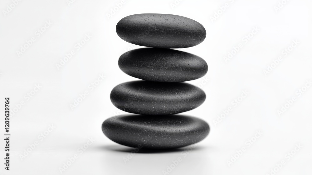 stack of black stones on white background stack of black stones on white background