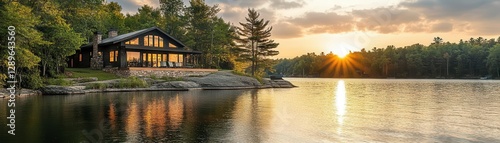 Vacation rental property by the lake serene theme water color triadic color scheme
