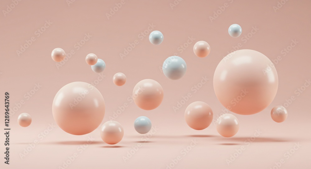 Minimalist abstract composition with floating spheres and soft shadows Minimalist abstract composition with floating spheres and soft shadows