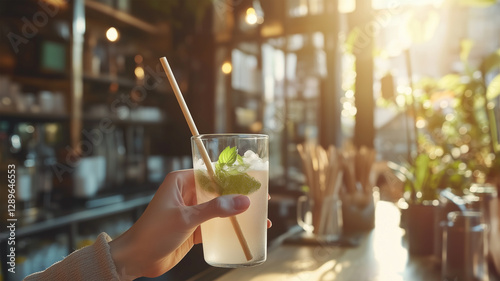 竹ストローで飲むひととき、プラスチックフリーなライフスタイルの象徴