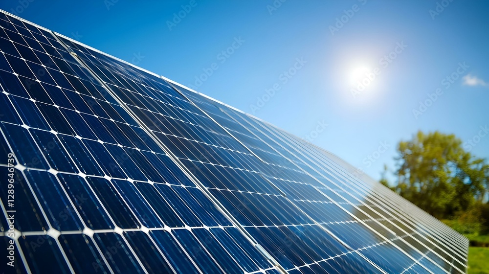 Obraz premium Solar Panel Array in Bright Sunlight