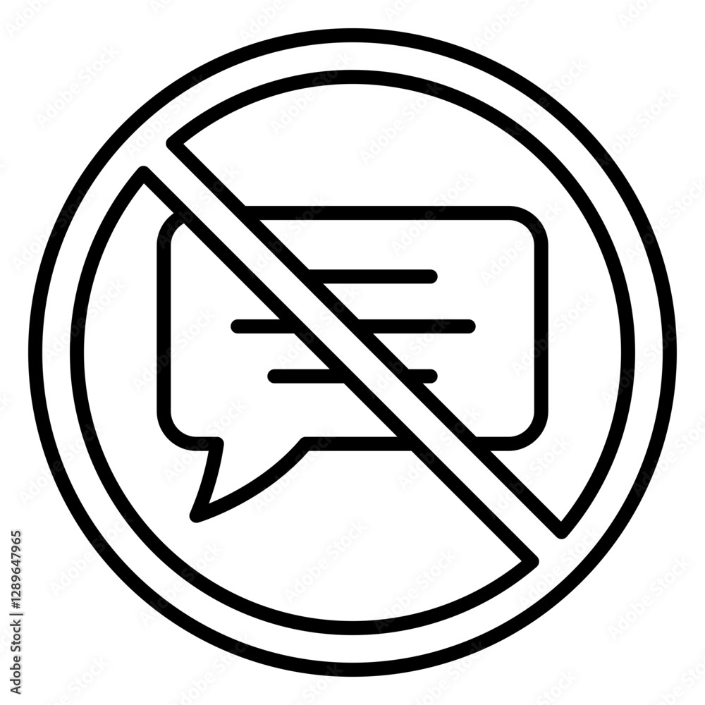 Illustration of No Chatting Sign Line Icon Illustration of No Chatting Sign Line Icon