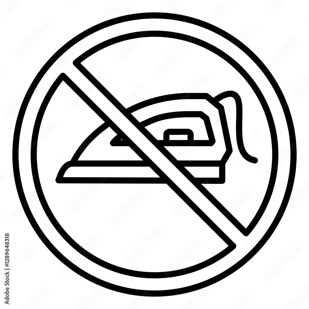 Illustration of No Iron Sign Line Icon Illustration of No Iron Sign Line Icon