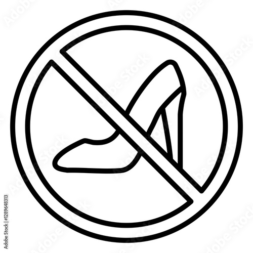 Illustration of No High Heels Sign Line Icon