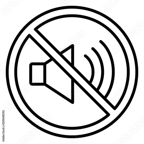 Illustration of No Loud Noice Sign Line Icon