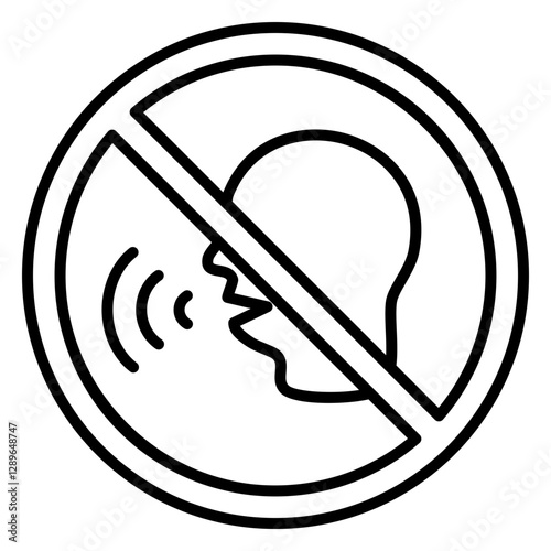 Illustration of No Shouting Sign Line Icon