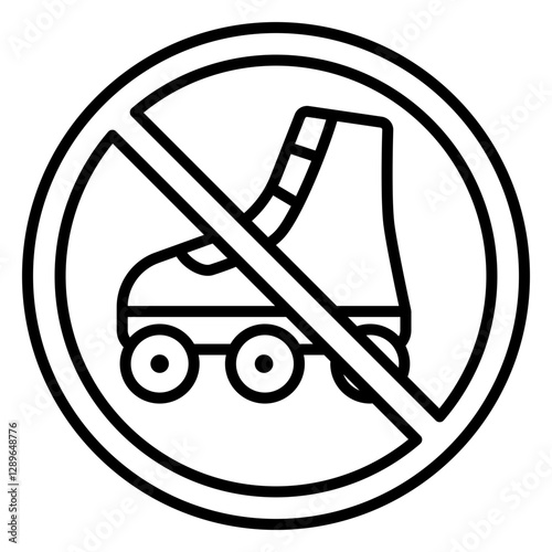 Illustration of No Skating Sign Line Icon