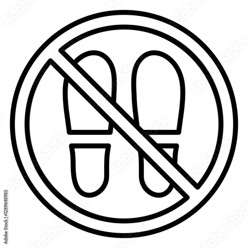 Illustration of No Walking Sign Line Icon