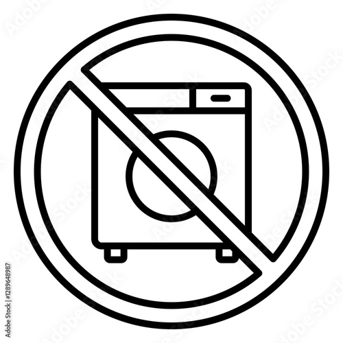 Illustration of No Washing Machine Sign Line Icon