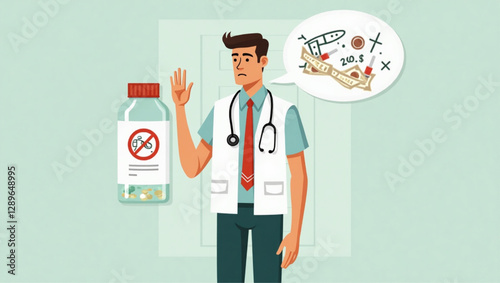 Man unable to afford expensive medicine, critiquing high healthcare and insurance costs