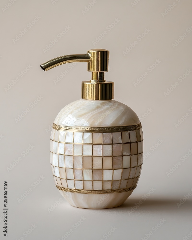 Obraz premium Elegant Gold and Off White Mosaic Soap Dispenser