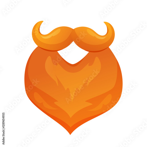 Vector cartoon stylish ginger mustache and beard isolated on white background.
