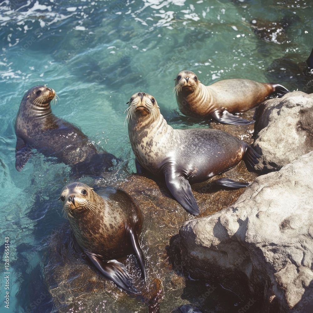 Fototapeta premium Channel Islands: Sea Lions (CA Seals) abound