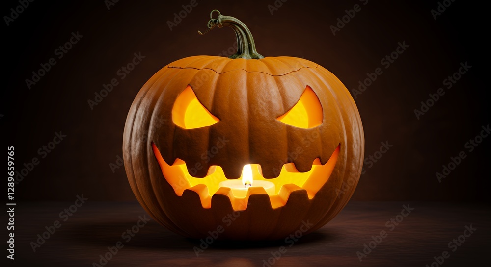 A carved pumpkin with a sinister face, illuminated from within, symbolizes Halloween festivities. A carved pumpkin with a sinister face, illuminated from within, symbolizes Halloween festivities.
