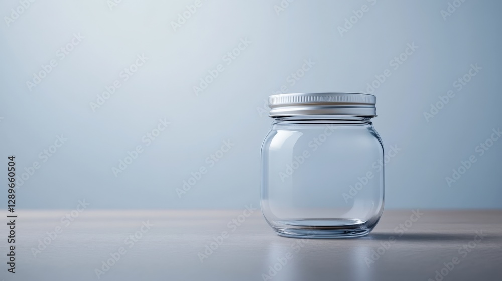 Empty Glass Jar with Silver Lid Empty Glass Jar with Silver Lid