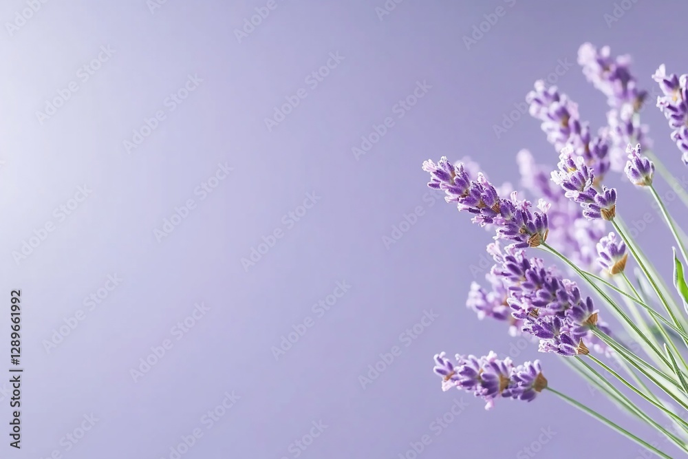 Obraz premium Lavender bouquet, purple background, serenity, spa, wellness.
