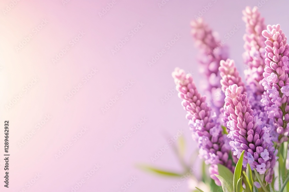Obraz premium Lavender flowers, pastel background, spring bloom, nature beauty, website banner.