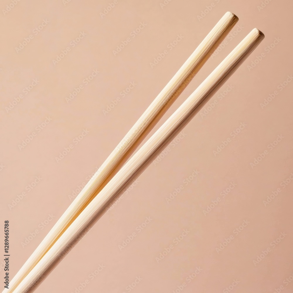 Close-up of Wooden Chopsticks on a Light Brown Background Close-up of Wooden Chopsticks on a Light Brown Background