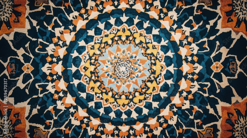 Vibrant Decorative Mandala Design in Intricate Textile Pattern Vibrant Decorative Mandala Design in Intricate Textile Pattern