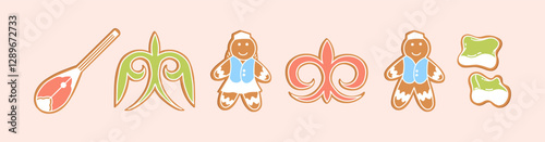 Kazakh national elements, ornaments set in the form of gingerbread cookies. Happy Nauryz day