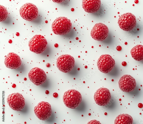 Wallpaper Mural Fresh and Juicy Raspberries on Bright White Background with Splattered Red Juice for Culinary and Marketing Inspiration Torontodigital.ca