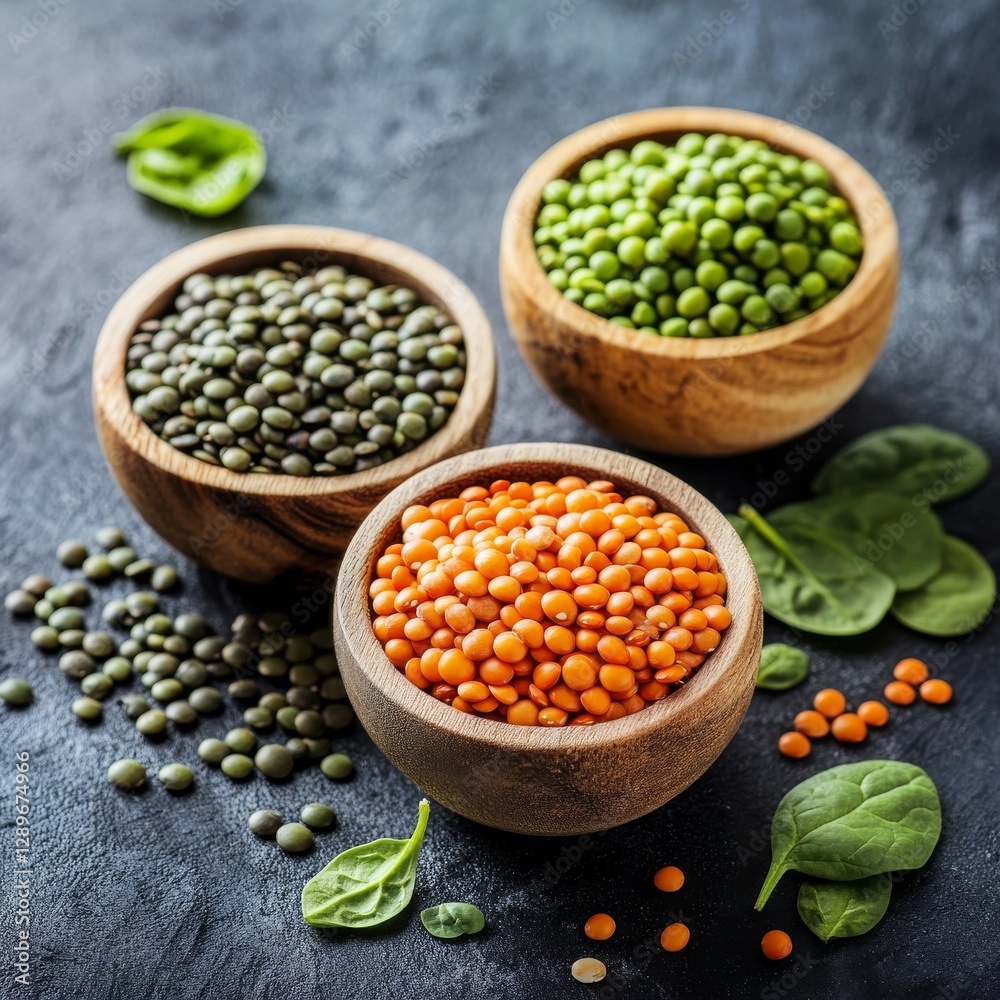 Legumes, greens, and spinach: a healthy food concept. Legumes, greens, and spinach: a healthy food concept.