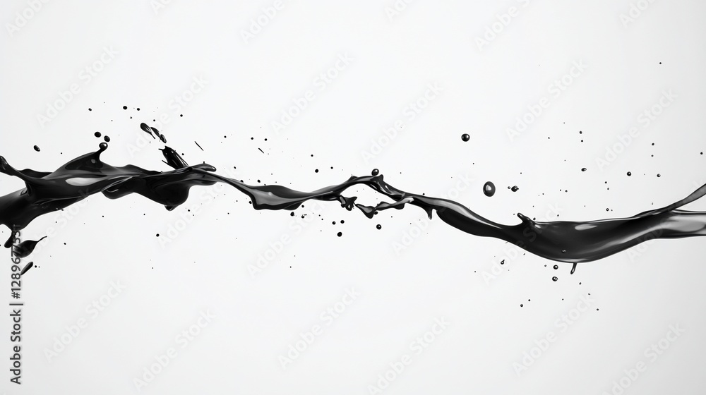 Black liquid splash, white background, design element Black liquid splash, white background, design element