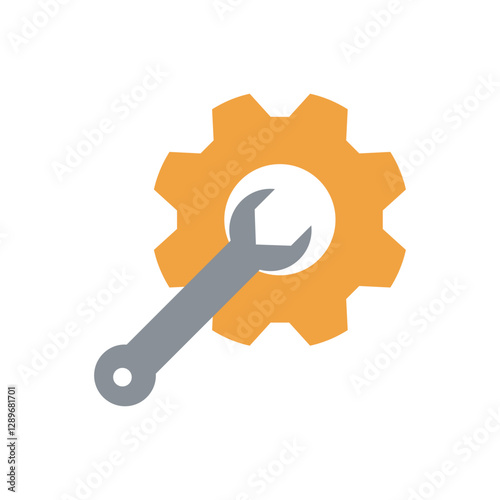 Wrench and gear flat icon vector design. Engineering tool icon, maintenance, mechanical workshop, repair and service vector design. 