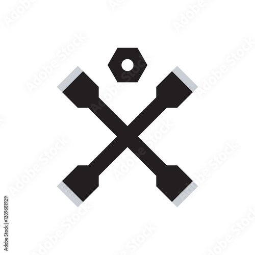 Wrench and bolt vector design. Engineering icon, service and repair symbol, mechanical workshop vector design illustration. 