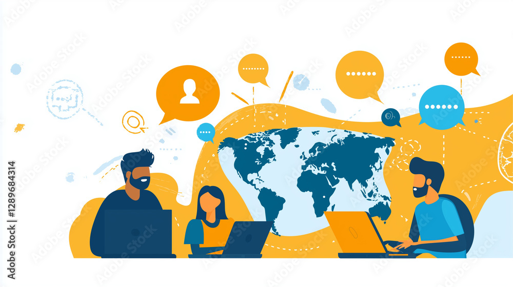 Fototapeta premium Global collaboration online learning digital workspace creative design engaging perspectives team communication
