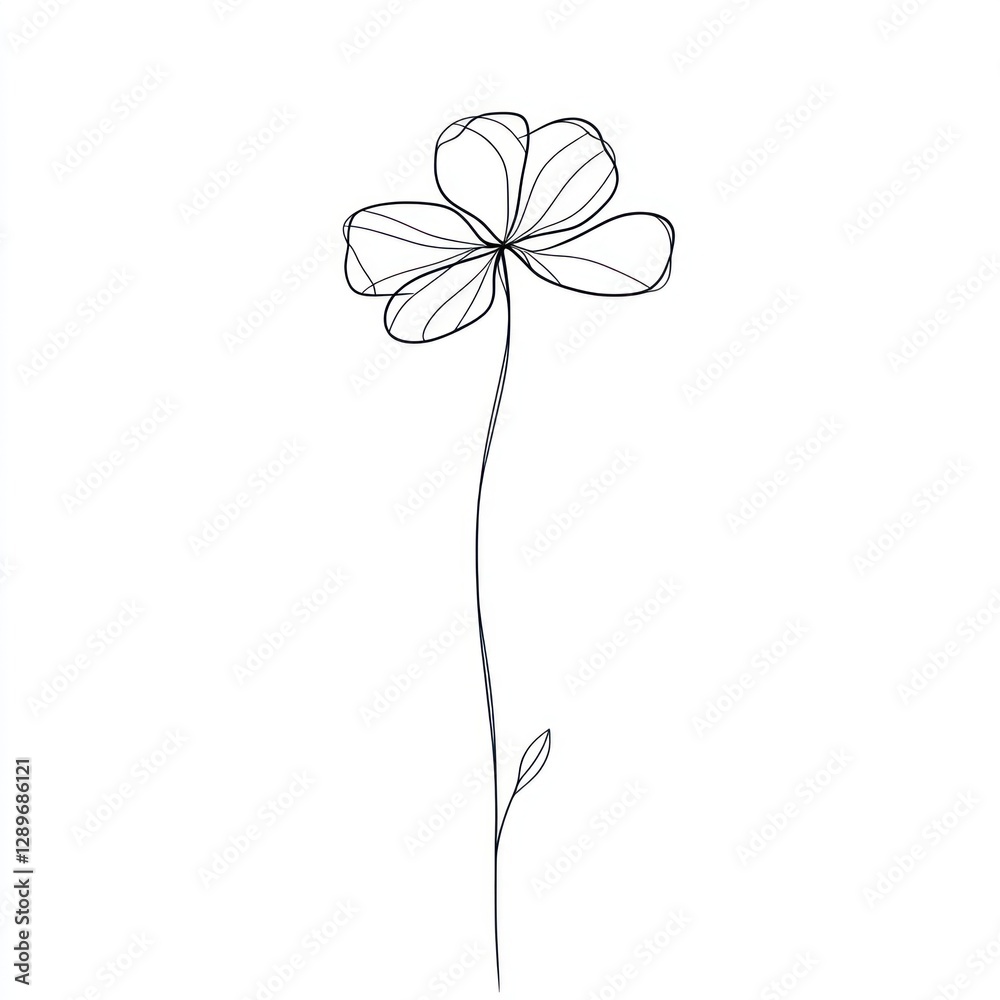 Minimalist line art drawing of a clover flower. Minimalist line art drawing of a clover flower.