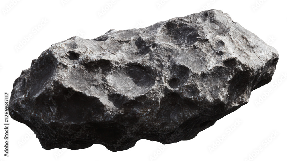 Detailed meteorite model showcasing intricate craters and textures, isolated on a clean white backdrop, perfect for educational and scientific use