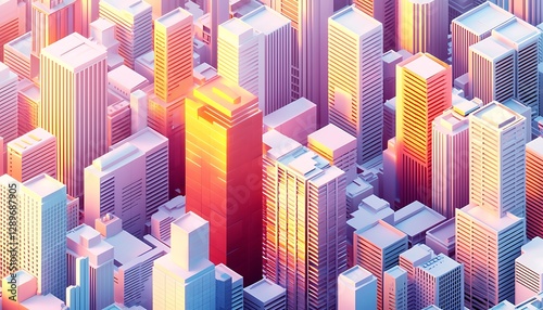 A futuristic cityscape showcasing towering brutalist skyscrapers surrounded by sleek, modern infrastructure, creating an urban utopia in neo-brutalist style