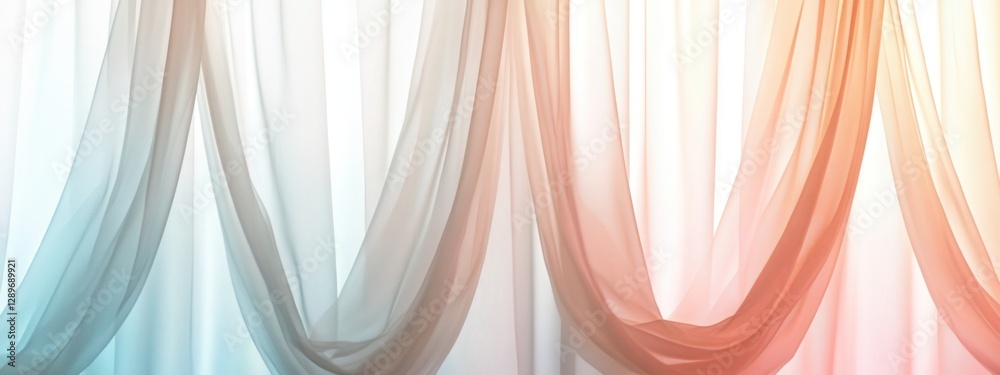 Ombre Sheer Curtains with Gradient Tones, Elegant design featuring soft hues transitioning to transparency, Perfect for enhancing interior decor