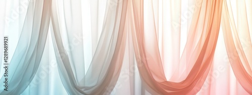 Obraz na płótnie Ombre Sheer Curtains with Gradient Tones, Elegant design featuring soft hues transitioning to transparency, Perfect for enhancing interior decor w salonie