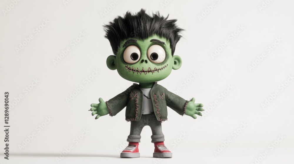 Cartoon Frankenstein character standing in studio. Cartoon Frankenstein character standing in studio.