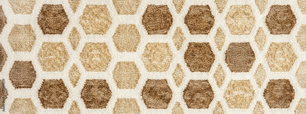 Honeycomb Pattern Rug Design, Rectangular shape, repeating geometric motif, transparent background, ideal for digital applications and decor