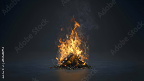 Fiery Campfire on Dark Background