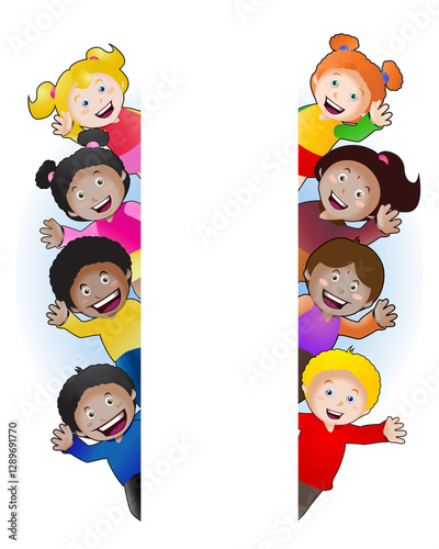 banner kids on isolated white background