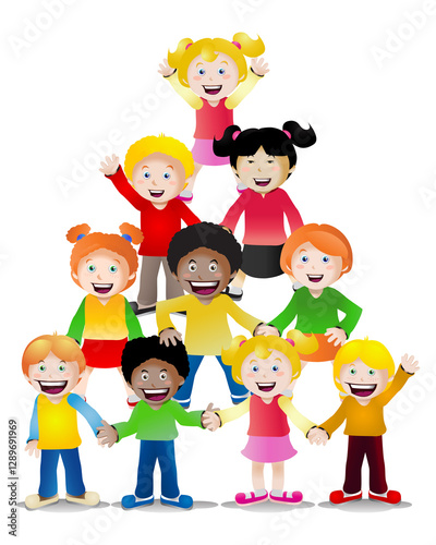 multicultural children teamwork kids