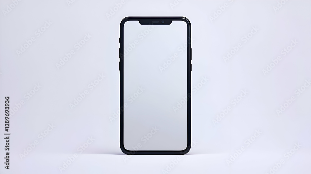 Black Smartphone with Blank White Screen on White Background Black Smartphone with Blank White Screen on White Background