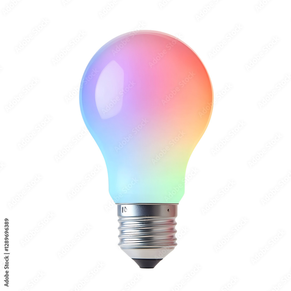 A Modern High Tech Smart Light Bulb with Color Chang Isolated on Transparent Background A Modern High Tech Smart Light Bulb with Color Chang Isolated on Transparent Background
