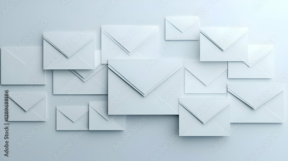 White Envelopes Digital Communication Abstract Background White Envelopes Digital Communication Abstract Background