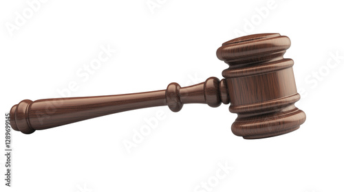 wooden brown gavel , hammer isolated on white background , transparent png