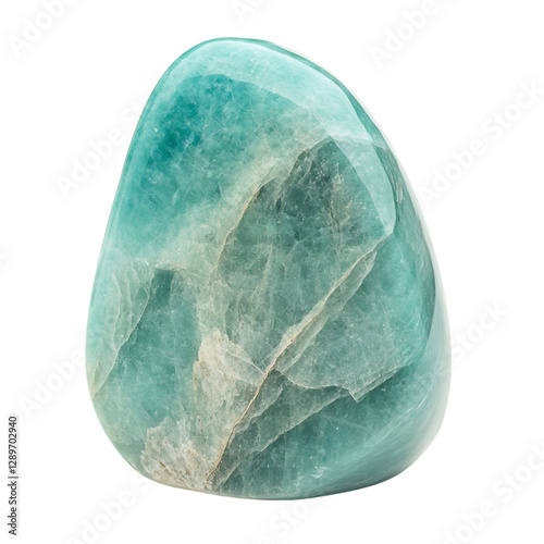 A Smooth Chunk of Amazonite with Soft Green and Blue Isolated on Transparent Background