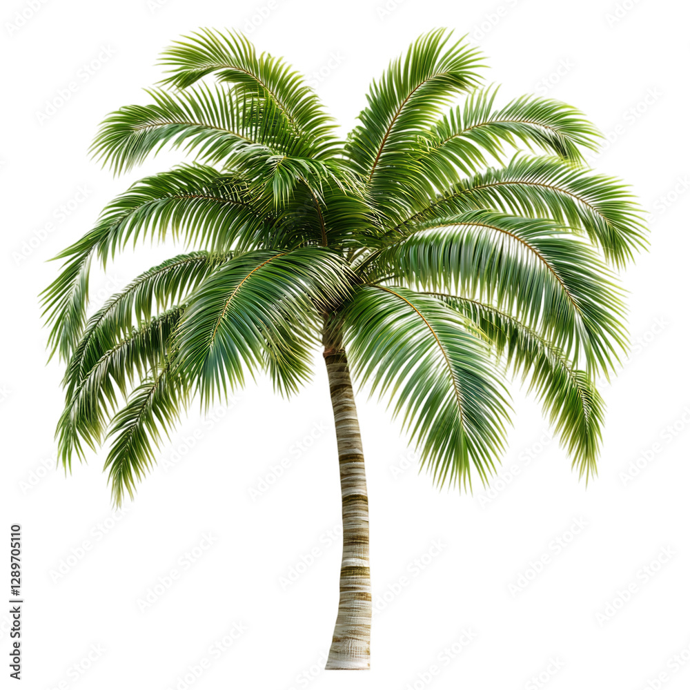 Fototapeta premium A Tropical Palm Tree with Elegant Arching Fronds Isolated on Transparent Background